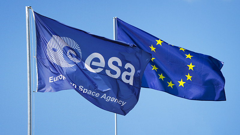 ESA and EU flags flying